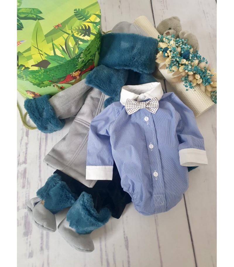Set botez Puf Gri