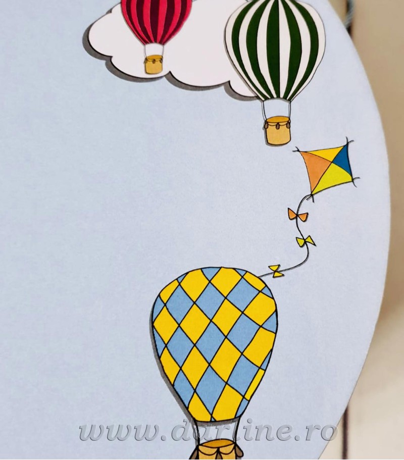 Cutie imprimata rotunda pentru trusou Balloon Fiesta