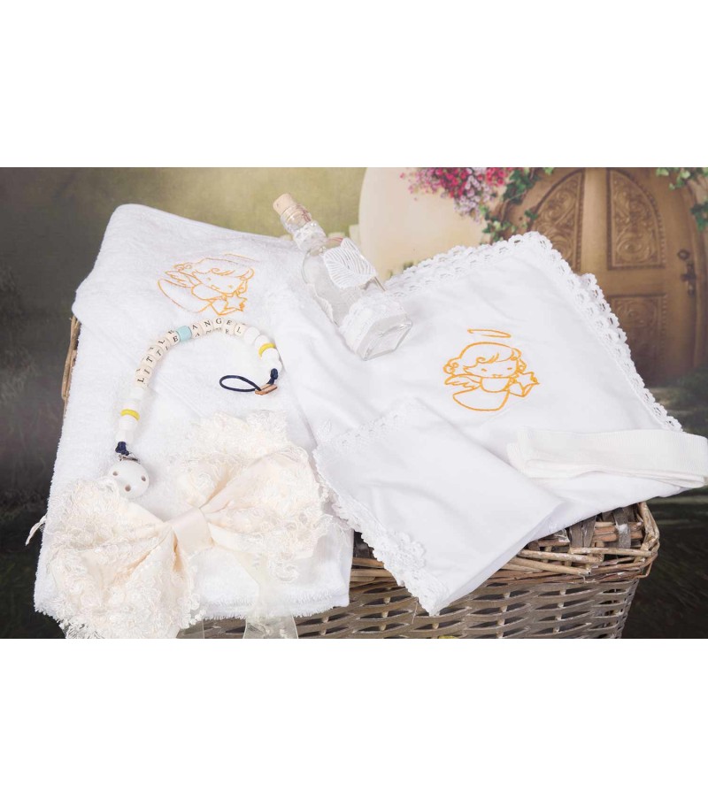 Trusou botez Little Angel cu lantisor suzeta
