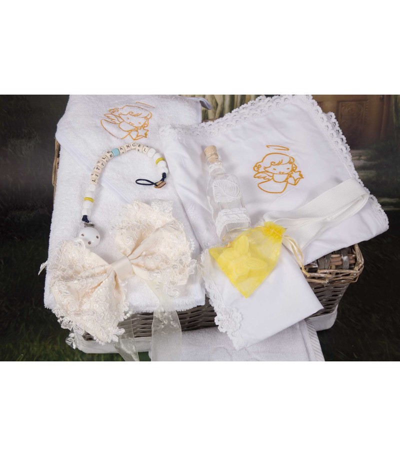 Trusou botez Little Angel cu lantisor suzeta