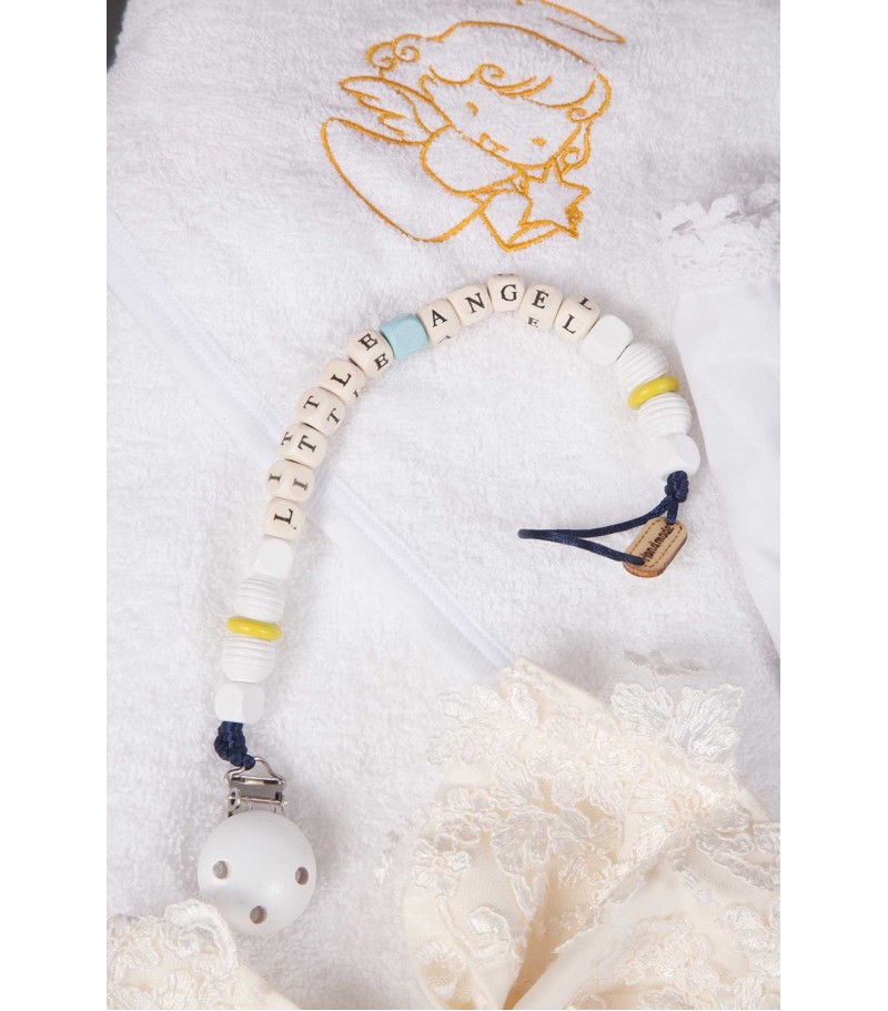 Trusou botez Little Angel cu lantisor suzeta