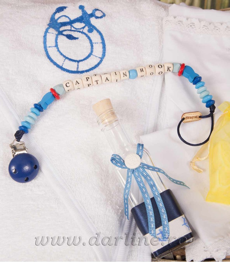 Trusou botez Captain Hook cu lantisor suzeta