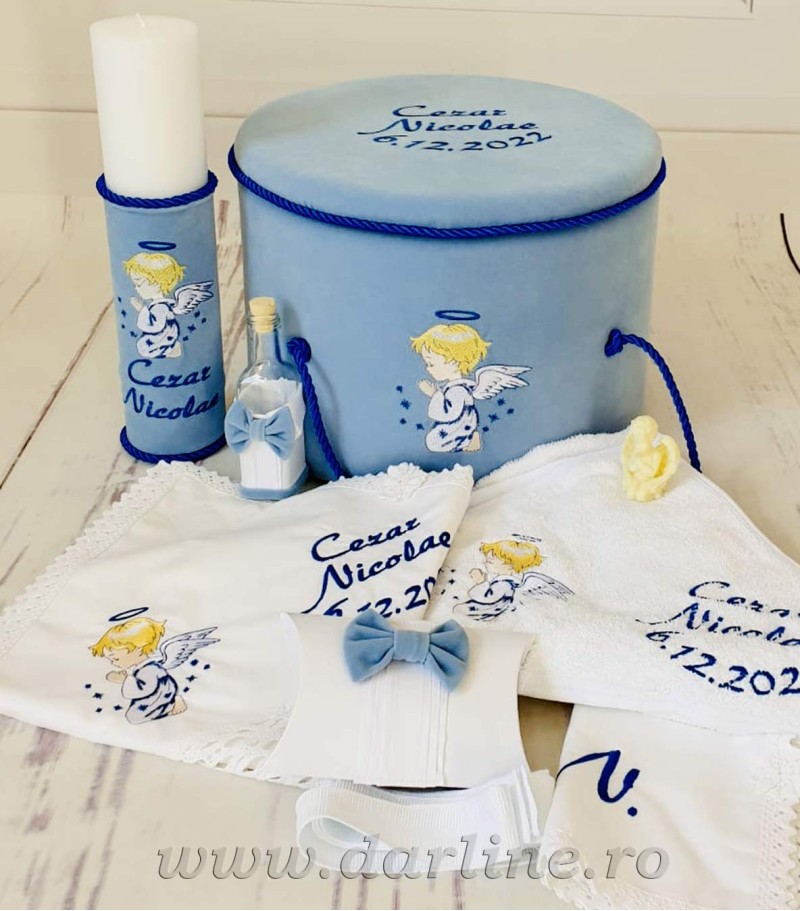 Cezar - cutie, trusou, lumanare botez baieti