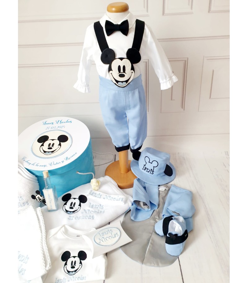 Mickey blue summer, Trusou complet botez baieti cu body