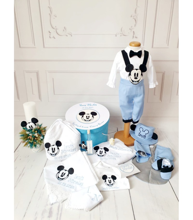 Mickey blue summer, Trusou complet botez baieti cu body