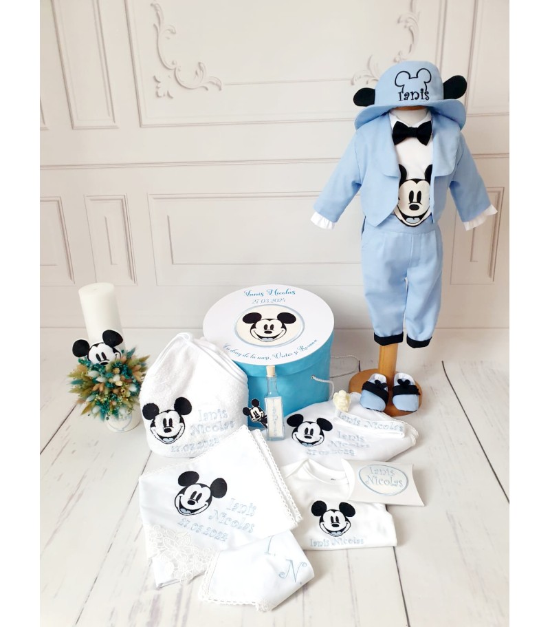 Mickey blue summer, Trusou complet botez baieti cu body