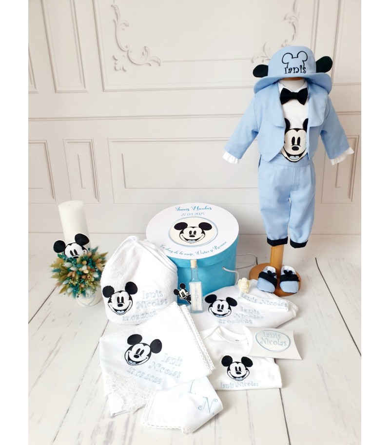 Mickey blue summer, Trusou complet botez baieti cu body