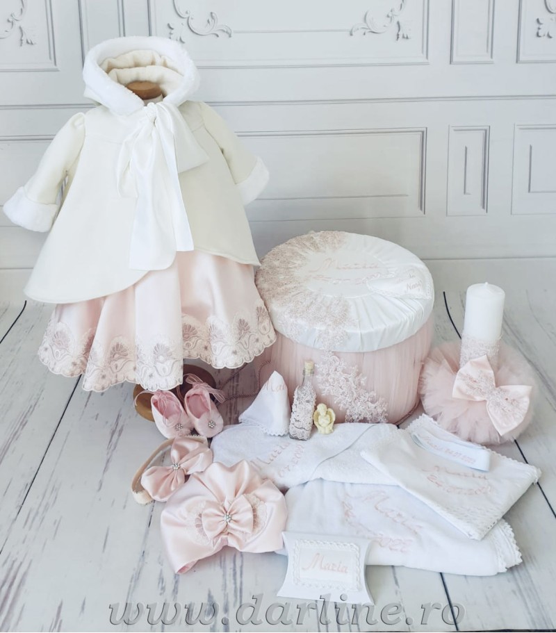 Cutie si trusou complet botez iarna Miss Pinkie