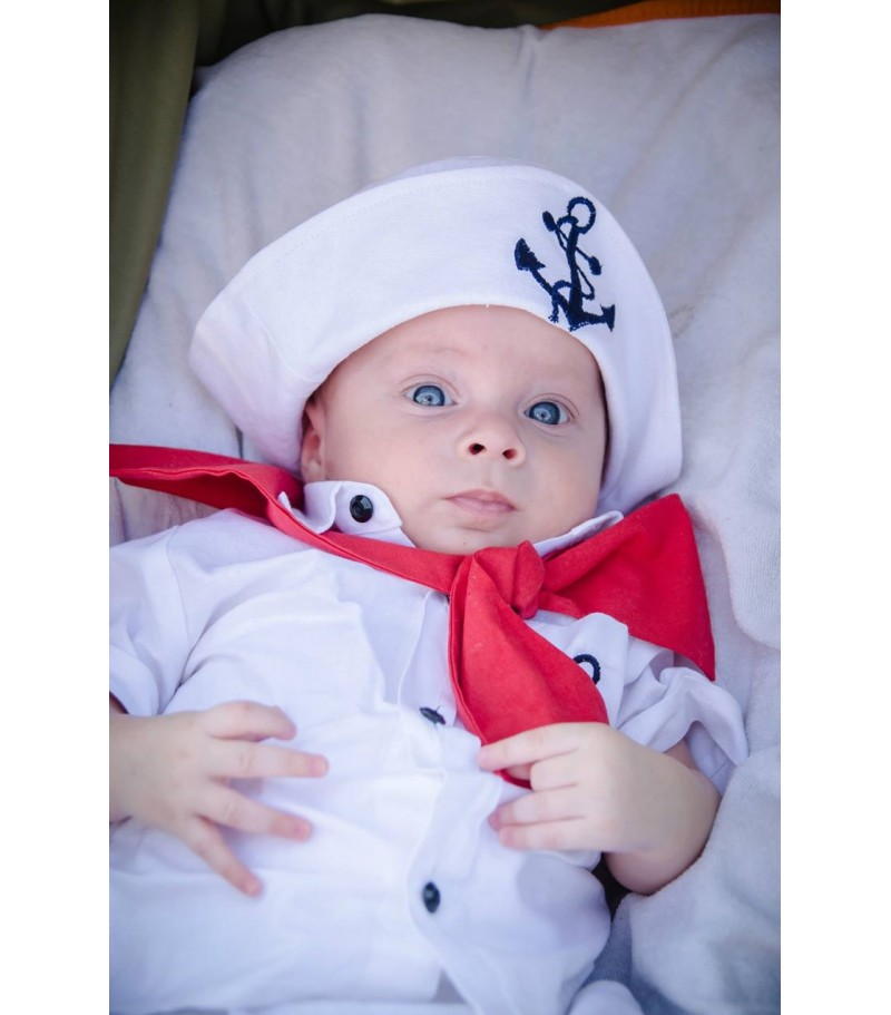 Costumas botez din bumbac Marinar Vara