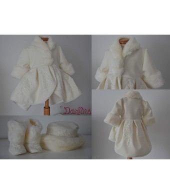 Set botez cu paltonas Beige